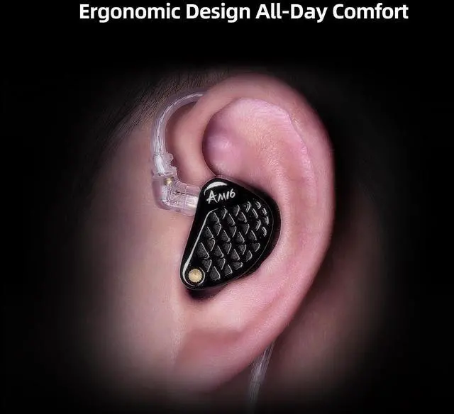 Alt view image 7 of 7 - AM16 in Ear Monitor Headphones 3.5mm Jack 16BA Drivers HiFi IEM | High Clarity Gaming Earbuds Clarity in All Frequency Stereo Sound Comfortable Headphones for Musicians (Deep Bass, Nomic)
