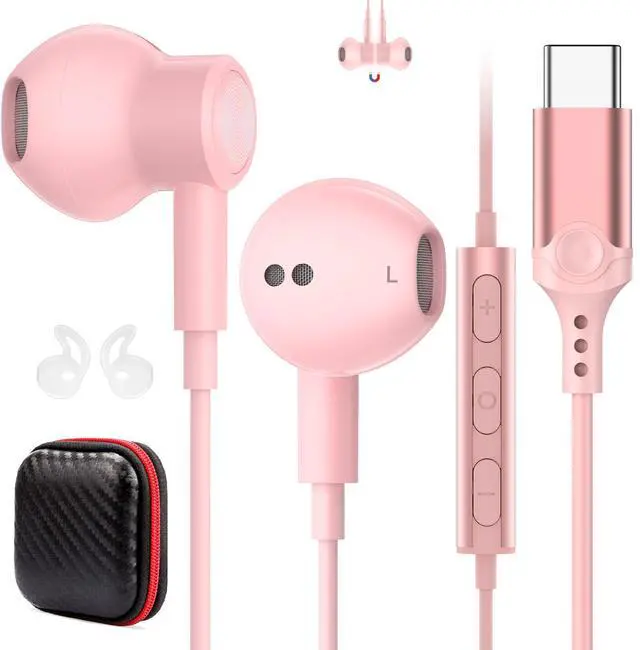 Main image of USB C Earbuds Wired Headphones for iPhone 17 16 Pro Max 17e,Pink | for Samsung S26 S25 Ultra S24 A17 A37 Type C Earphones,Stereo Corded Earbuds C Plug with Microphone for Apple/iPad Pro 10 11