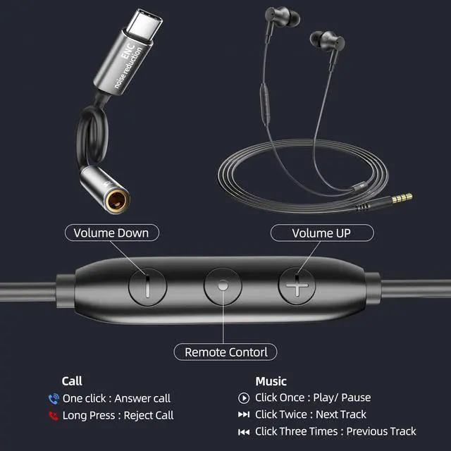 Alt view image 4 of 6 - Wired Call Noise Cancelling Earbuds Dynamic & Balanced -Deep Bass Earphones | Rich Bass,(Dual-driver) with Balanced Armature Super Bass Mids Highs Wired In Ear Headphones with Call Mic Noise Reduction
