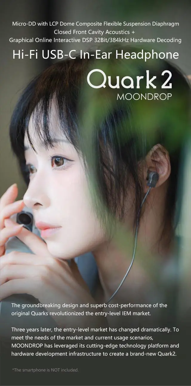 Alt view image 4 of 7 - Quark 2 in-Ear Headphone USB-C LCP Dome Composite Flexible Suspension Dynamic-Driver Diaphragm