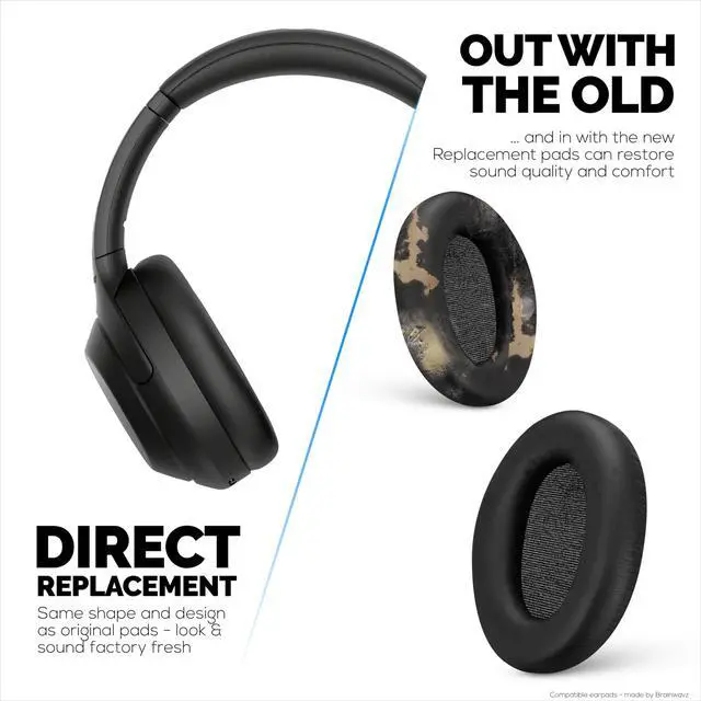 Alt view image 3 of 7 - Replacement Earpads for Sony WH-1000XM4 Headphones - Soft Vegan Leather Cushions for Extra Comfort, Easy & Quick Installation, by (Black)
