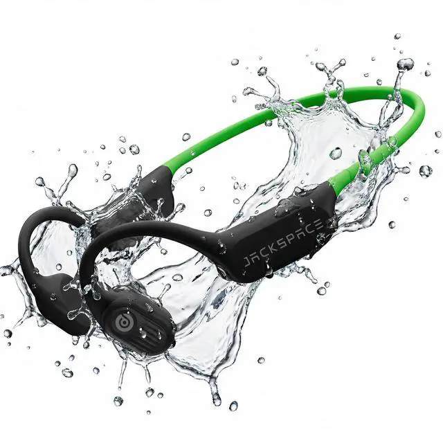 Alt view image 2 of 7 - Bone Conduction Headphone Bluetooth 6.0, IP68 Waterproof Swimming Headphones Underwater Built-in 32G MP3 Player, Open Ear Headphones with Mic,15H Playtime for Running, Fitness(Green)