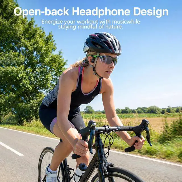 Alt view image 5 of 7 - Bone Conduction Headphone Bluetooth 6.0, IP68 Waterproof Swimming Headphones Underwater Built-in 32G MP3 Player, Open Ear Headphones with Mic,15H Playtime for Running, Fitness(Green)