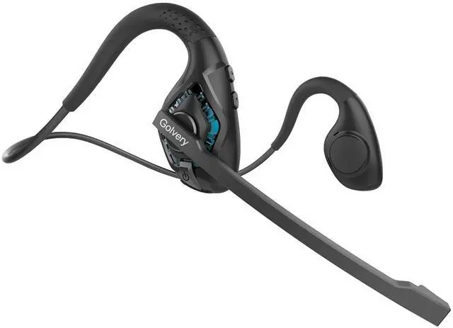 Main image of Open Ear Headphones with Mic, Bluetooth V5.3 Headset w/Microphone | Wireless Headset w/ DSP Noise Cancelling Boom Microphone & Mute for Home Work Meeting Driving, Multipoint, Lightweight, 10H
