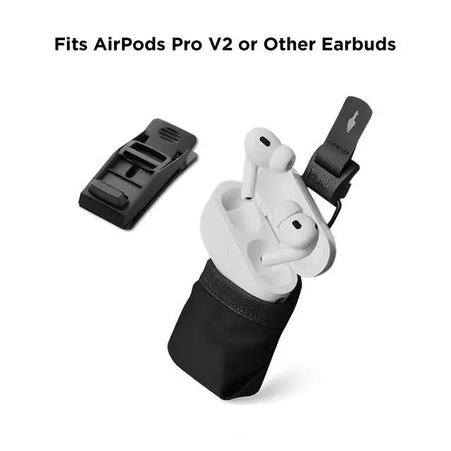 Alt view image 2 of 7 - HUB Earbuds Pouch | Soft Elastane & Ballistic Nylon 840D Headphone Case, Compatible with AirPods Pro, HUB Magnetic Suction Clip