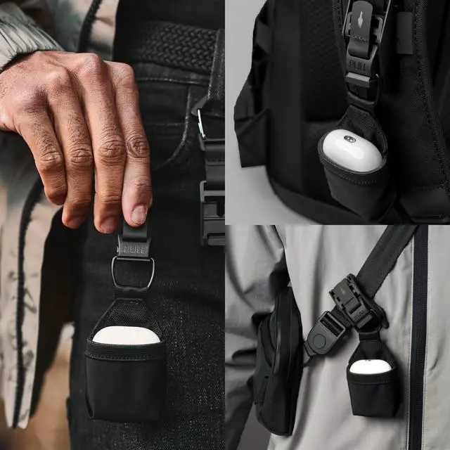 Alt view image 7 of 7 - HUB Earbuds Pouch | Soft Elastane & Ballistic Nylon 840D Headphone Case, Compatible with AirPods Pro, HUB Magnetic Suction Clip