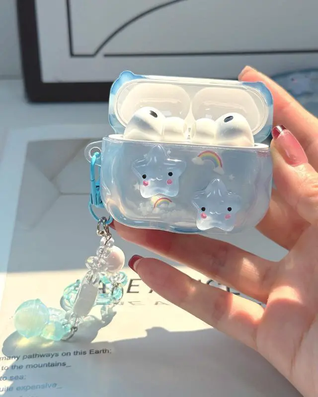 Alt view image 2 of 7 - Compatible with AirPods Pro 3 Case Cute | Wave Design Shockproof Protective Cover for Girls Women with Keychain Designed for AirPods Pro 3rd Generation(2025)