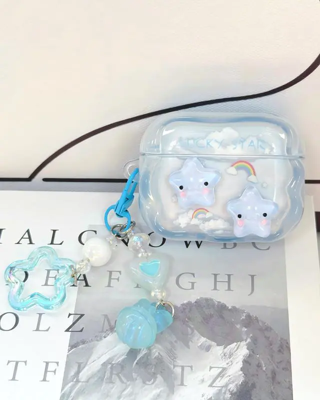 Alt view image 7 of 7 - Compatible with AirPods Pro 3 Case Cute | Wave Design Shockproof Protective Cover for Girls Women with Keychain Designed for AirPods Pro 3rd Generation(2025)