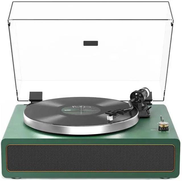 Main image of Turntable Record Player with Built-in Speakers, Vinyl Record Player Support Bluetooth Playback Auto Stop 33&45 RPM Speed RCA Line Out AUX in All-in-one Belt-Drive Turntable for Vinyl Records
