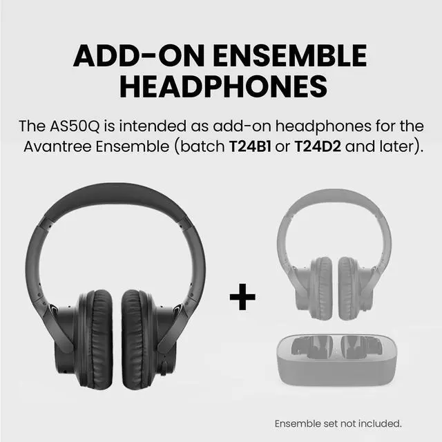 Alt view image 2 of 7 - AS50Q - Add-On Headphones for Ensemble TV Set | Add-on headphones for compatible Ensemble batches T24B1, T24D2, and later; charging dock is not included