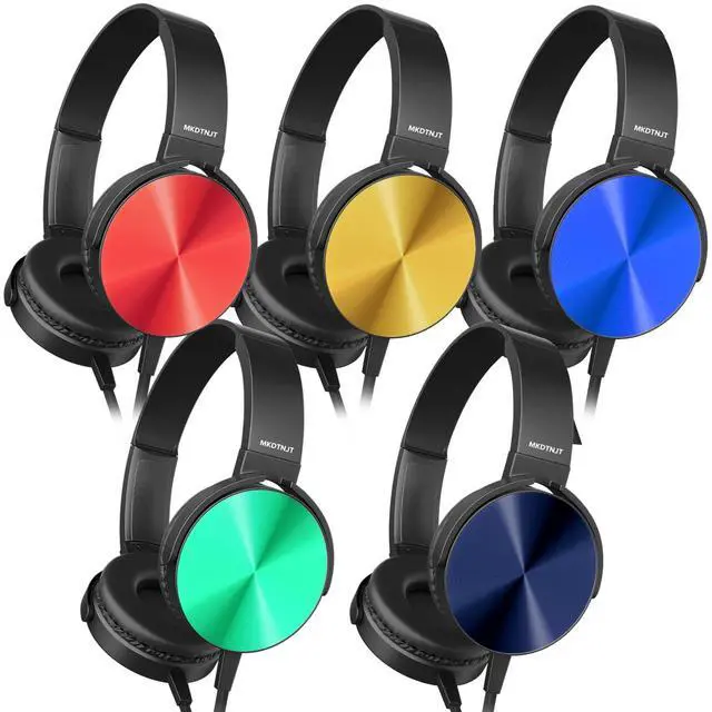 Main image of Kids Headphones Bulk 5 Pack Mixed Colors,On-Ear Premium Student Bulk Headphones,Comfy Swivel Earphones for Classroom School Library Airplane,Noise Stereo Sound 3.5mm Jack(HTC004)