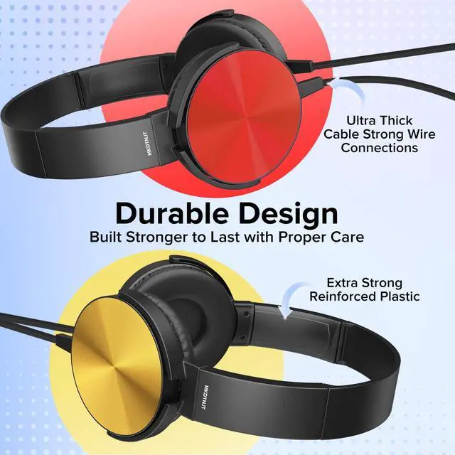 Alt view image 3 of 7 - Kids Headphones Bulk 5 Pack Mixed Colors,On-Ear Premium Student Bulk Headphones,Comfy Swivel Earphones for Classroom School Library Airplane,Noise Stereo Sound 3.5mm Jack(HTC004)