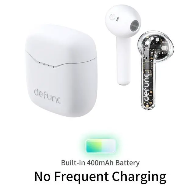 Alt view image 6 of 7 - True LITE II Wireless Earbuds Bluetooth 6.0, Semi in-Ear Headphones with ENC Clear Calls, Low Latency, 20H Playtime, IPX4 Waterproof, Comfortable Fit with AI App Support (White)