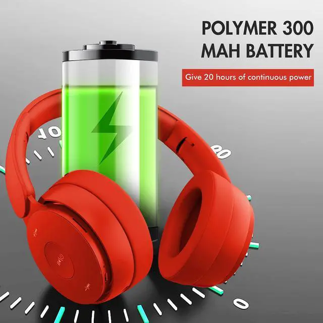 Alt view image 4 of 6 - RED Wireless Headphones Foldable Wired/TF, Suitable for Adults/Kids | High-fidelity stereo, 30H Playtime, dual 40mm driver speakers, comes with a 1.5m audio cable.Wireless Bluetooth 5.2