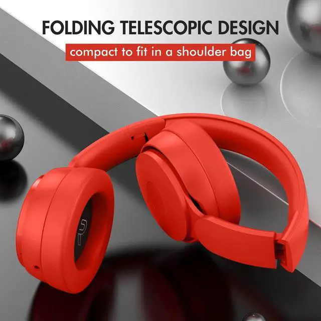 Alt view image 6 of 6 - RED Wireless Headphones Foldable Wired/TF, Suitable for Adults/Kids | High-fidelity stereo, 30H Playtime, dual 40mm driver speakers, comes with a 1.5m audio cable.Wireless Bluetooth 5.2