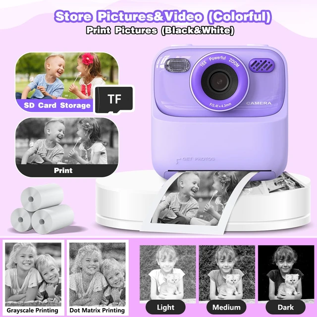Alt view image 5 of 7 - Kid Camera Instant Print Photo, Birthday Gifts for Girls and Boys, Kids Digital Camera Toys, 1080P HD Video, 3 4 5 6 7 8 9 10 11 12 Year Old Boy Gifts/Girl Gifts