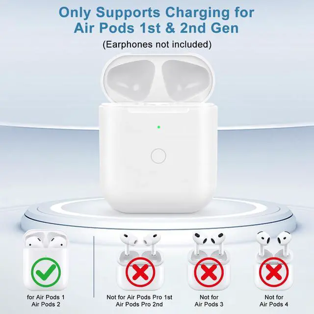 Alt view image 2 of 7 - for Air Pods 1st & 2nd Generation Wireless Charging Case, No Earbuds | Replacement for air pods 1st 2nd Generation Charger Cases,Support to Bluetooth Sync Pairing, Rear Button,White