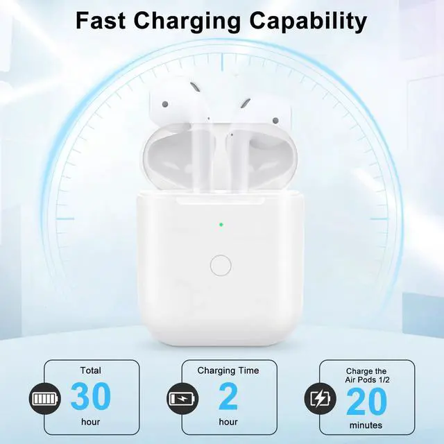 Alt view image 4 of 7 - for Air Pods 1st & 2nd Generation Wireless Charging Case, No Earbuds | Replacement for air pods 1st 2nd Generation Charger Cases,Support to Bluetooth Sync Pairing, Rear Button,White