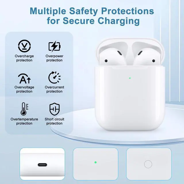 Alt view image 7 of 7 - for Air Pods 1st & 2nd Generation Wireless Charging Case, No Earbuds | Replacement for air pods 1st 2nd Generation Charger Cases,Support to Bluetooth Sync Pairing, Rear Button,White