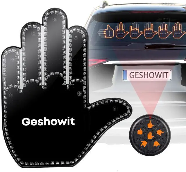 Main image of Car Finger Light with 6 Gestures Remote - Show Your Feelings to Drivers | Glohand for Car Window, Finger Flicker LED Hand Gesture Signs, Truck Accessories, Gift for Men