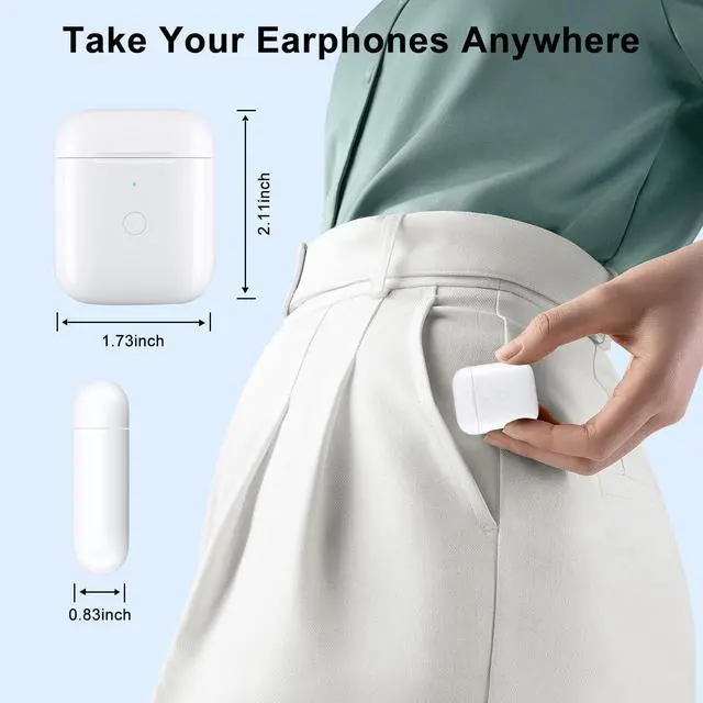 Alt view image 5 of 7 - for Air Pods 1st & 2nd Generation Wireless Charging Case, No Earbuds | Replacement for air pods 1st 2nd Generation Charger Cases,Support to Bluetooth Sync Pairing, Rear Button,White