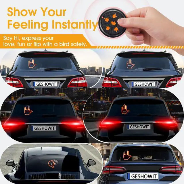 Alt view image 2 of 7 - Car Finger Light with 6 Gestures Remote - Show Your Feelings to Drivers | Glohand for Car Window, Finger Flicker LED Hand Gesture Signs, Truck Accessories, Gift for Men