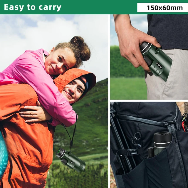 Alt view image 5 of 7 - 40x60 HD Monocular Telescope for Adults with Smartphone Adapter Tripod Hand Strap, Hand-held Monocular for Adults with BAK4 Prism&FMC Lens for Birdwatching Hiking Concert Travelling
