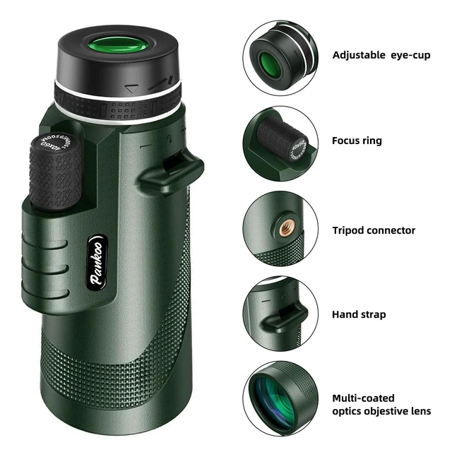 Alt view image 6 of 7 - 40x60 HD Monocular Telescope for Adults with Smartphone Adapter Tripod Hand Strap, Hand-held Monocular for Adults with BAK4 Prism&FMC Lens for Birdwatching Hiking Concert Travelling