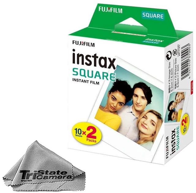 Main image of Instax Square Instant Film (20 Sheets) + TSC Microfiber Cleaning Cloth for SQ1, SQ6, SQ10, SQ20 & Square Link Printers