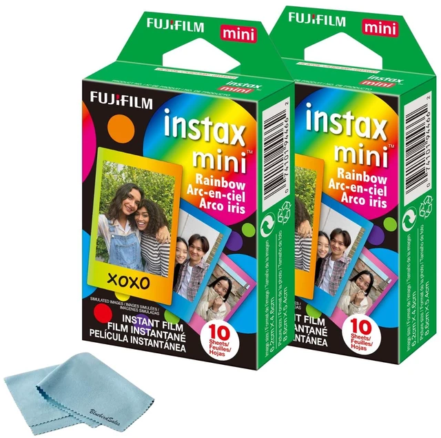 Main image of Instax Mini Instant Rainbow Film, 20 Sheets + BluebirdSales Mircrofiber Cleaning Cloth