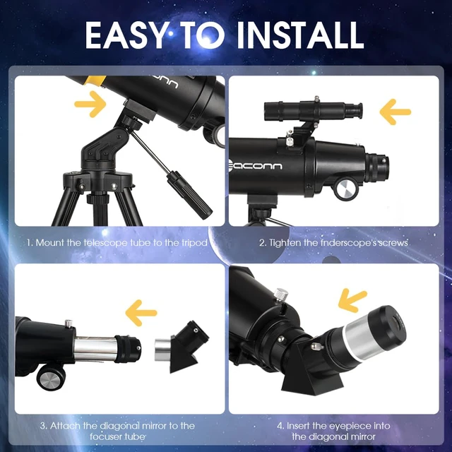 Alt view image 5 of 7 - Telescope for Adults, 90mm Aperture 600mm Refractor Telescope for Kids and Beginners, Telescopes for Adults Astronomy with Handbag and Phone Adapter