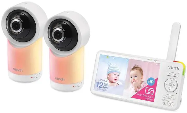 Main image of RM5766-2HD RM57662HD Smart Wi-Fi 1080p 2-Camera 360°-Pan-and-Tilt Video Baby Monitor System with 5-in. Display, Night-Light, and Remote Access, White