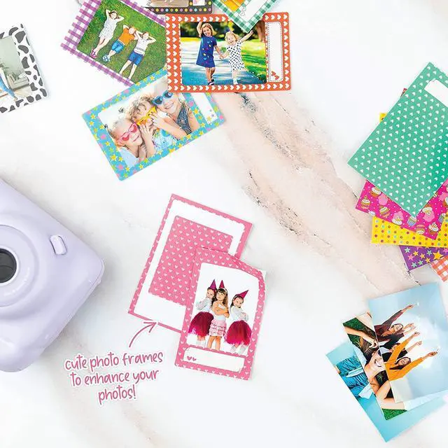 Alt view image 6 of 6 - Instax Mini 12 Instant Camera Pastel Blue with Film Value Pack (40 Sheets) + Accessories Including Galaxy Carrying Case Strap, Photo Album, Stickers (Purple)
