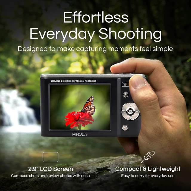 Alt view image 3 of 5 - MND20 44 MP 2.7K Ultra HD Digital Camera (Black) Waterproof design captures photos and HD video at the beach, pool and on outdoor adventures