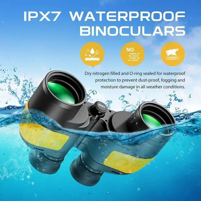 Alt view image 2 of 7 - 7x50 Waterproof Fogproof Military Marine Binoculars w/Internal Rangefinder & Compass for Navigation,Boating,Fishing,and More
