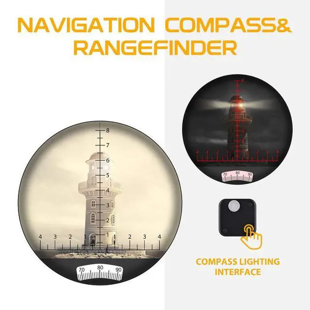 Alt view image 4 of 7 - 7x50 Waterproof Fogproof Military Marine Binoculars w/Internal Rangefinder & Compass for Navigation,Boating,Fishing,and More
