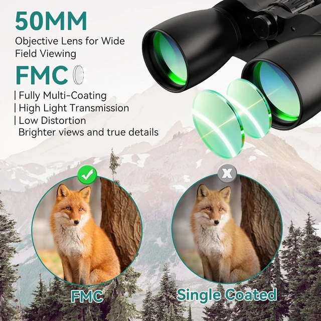 Alt view image 5 of 7 - 10-30X50 Zoom Binoculars for Adults, High Powered Military Binoculars for Bird Watching, Hunting, Outdoor, Hiking, Concerts Large View, Waterproof, BK7 Prism, FMC Lens, Low Light Night Vision