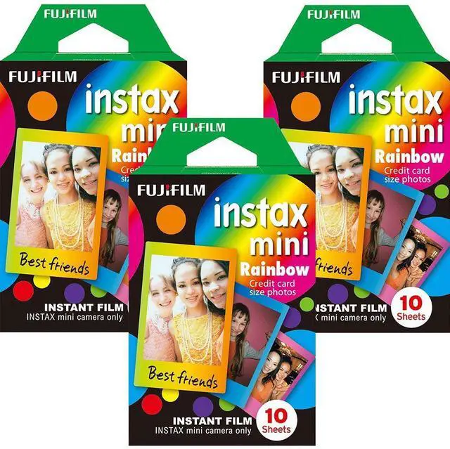 Main image of Instax Mini Instant Multi Colored Film, 10 Sheets, (3 Pack Value Set)... (Rainbow)