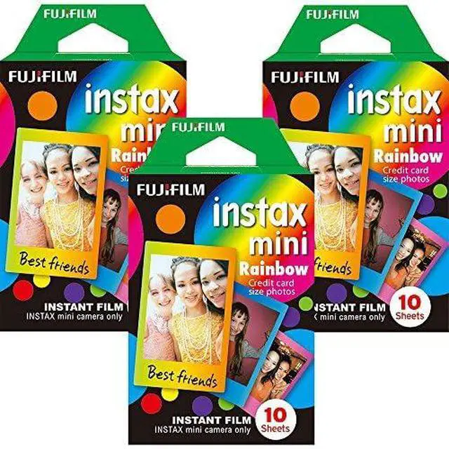 Alt view image 2 of 5 - Instax Mini Instant Multi Colored Film, 10 Sheets, (3 Pack Value Set)... (Rainbow)