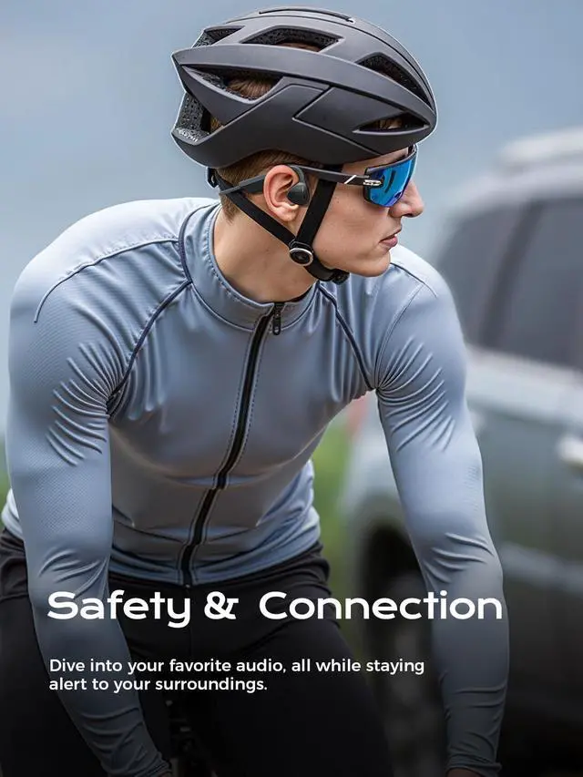 Alt view image 2 of 7 - Bone Conduction Headphones,Open Ear Headphones Bluetooth 5.3 with Mic,Bone Conduction Earbuds 12Hrs Playtime,IPX7 Sweatproof Waterproof Sport Earphones for Running,Walking,Cycling,Gym
