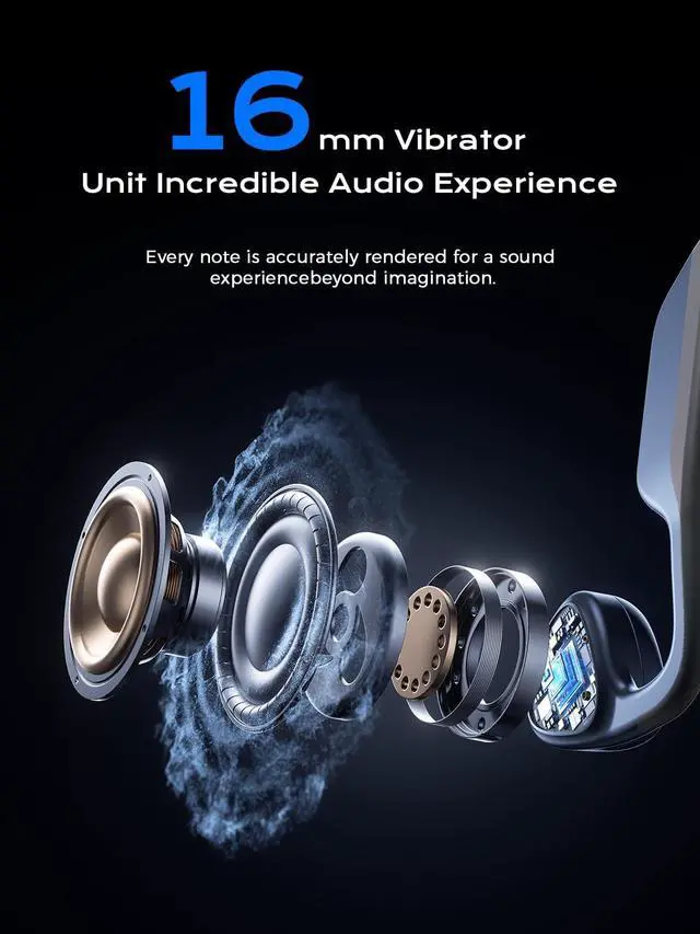 Alt view image 5 of 7 - Bone Conduction Headphones,Open Ear Headphones Bluetooth 5.3 with Mic,Bone Conduction Earbuds 12Hrs Playtime,IPX7 Sweatproof Waterproof Sport Earphones for Running,Walking,Cycling,Gym