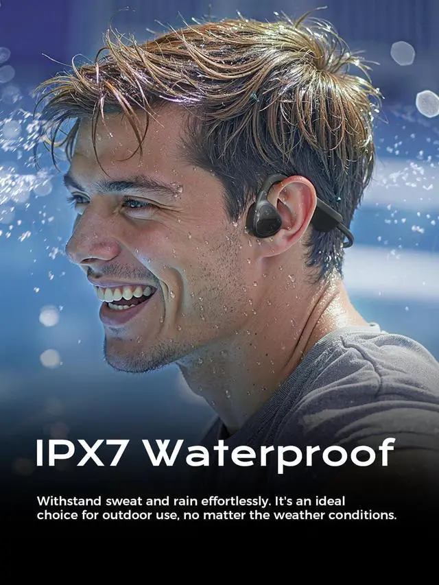 Alt view image 6 of 7 - Bone Conduction Headphones,Open Ear Headphones Bluetooth 5.3 with Mic,Bone Conduction Earbuds 12Hrs Playtime,IPX7 Sweatproof Waterproof Sport Earphones for Running,Walking,Cycling,Gym