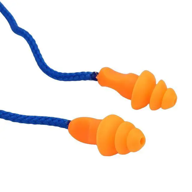 Alt view image 6 of 6 - Bluetooth Earplug Headphones, Neckband Wireless Earbuds Earplug, IPX5 Water Proof 200mAh Rechargeable, for Construction Site Workshop (Blue)