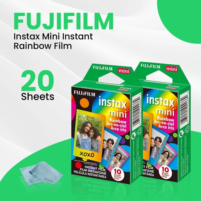 Alt view image 2 of 7 - Instax Mini Instant Rainbow Film, 20 Sheets + BluebirdSales Mircrofiber Cleaning Cloth