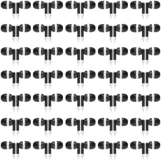 Main image of Wholesale Bulk Individually Bagged Earbuds Headphones 100 Pack for iPhone, Android, MP3 Player(Black)