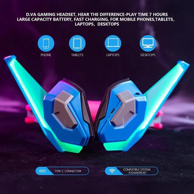 Alt view image 3 of 7 - DVA Earphones -dva Cosplay Bluetooth Wireless Gaming Headset Role Play - Analog Gaming Props