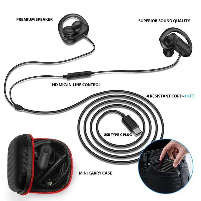 Alt view image 5 of 7 - ASKUBSKU USB C Headphones Over Ear Hooks for Samsung S26 Ultra S25 S24 S23