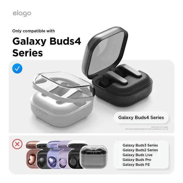 Alt view image 2 of 7 - Case for Galaxy Buds 4 Pro & Galaxy Buds 4 | Cassette Tape Design Cover with Carabiner, Full Protection, Headphone Accessories, for Men, for Women (Classic White)