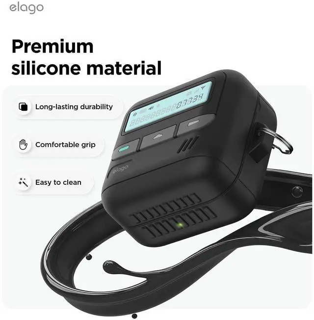 Alt view image 5 of 7 - Pager Case for Galaxy Buds 4 Pro & Galaxy Buds 4 | Landyard Included, Shock Resistant, Full Protection (Black)