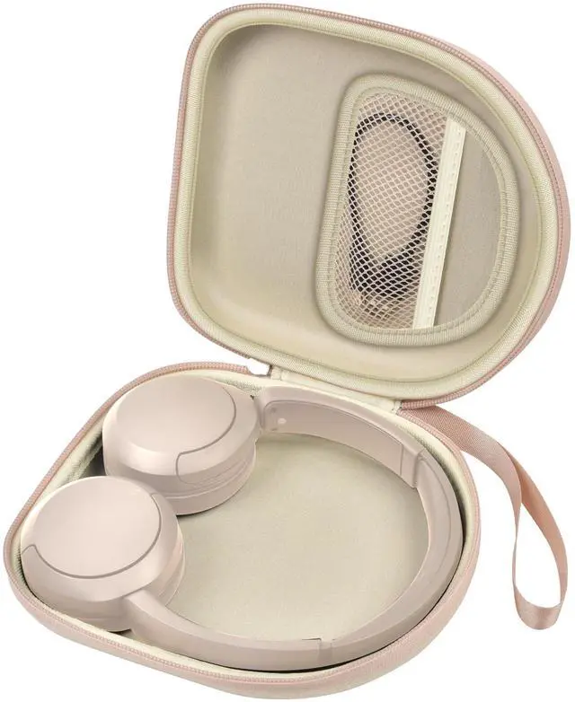 Main image of Hard Shell Headphone Case for Sony WH-CH520 and WH-1000XM4 | Cationic Oxford Cloth, Mesh Pocket, for JBL Tune 720BT/510BT, Travel Storage for Gym and Office, Case Only, Beige
